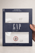 Pack de 3 camisetas interiores de algodón GAP – Classic Fit Cotton Crew Shirts.