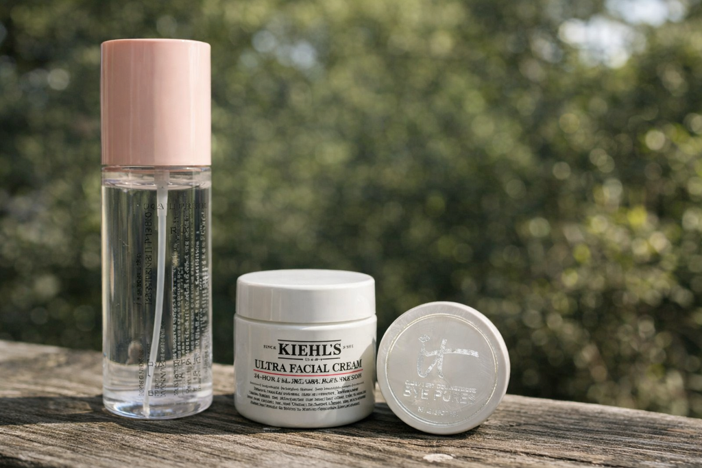 Combo : Gloss / Lip Oil + Crema facial Kiehl’s Ultra Facial Cream + Polvo translúcido IT Cosmetics Bye Bye Pores